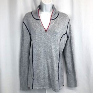 Eddie Bauer Women’s 1/4 Zip Knit Pullover Sweater Pockets Size Medium Grey M